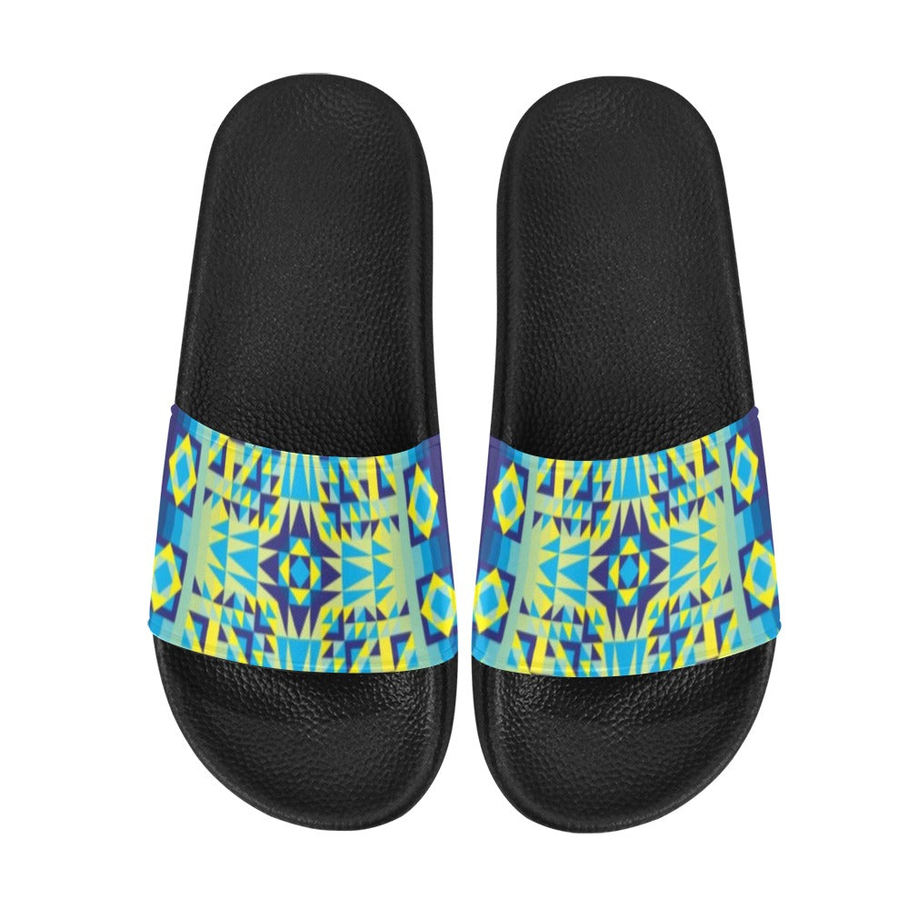 Kaleidoscope Jaune Bleu Women's Slide Sandals