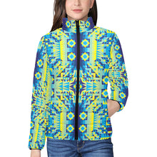 Load image into Gallery viewer, Kaleidoscope Jaune Bleu Women&#39;s Stand Collar Padded Jacket
