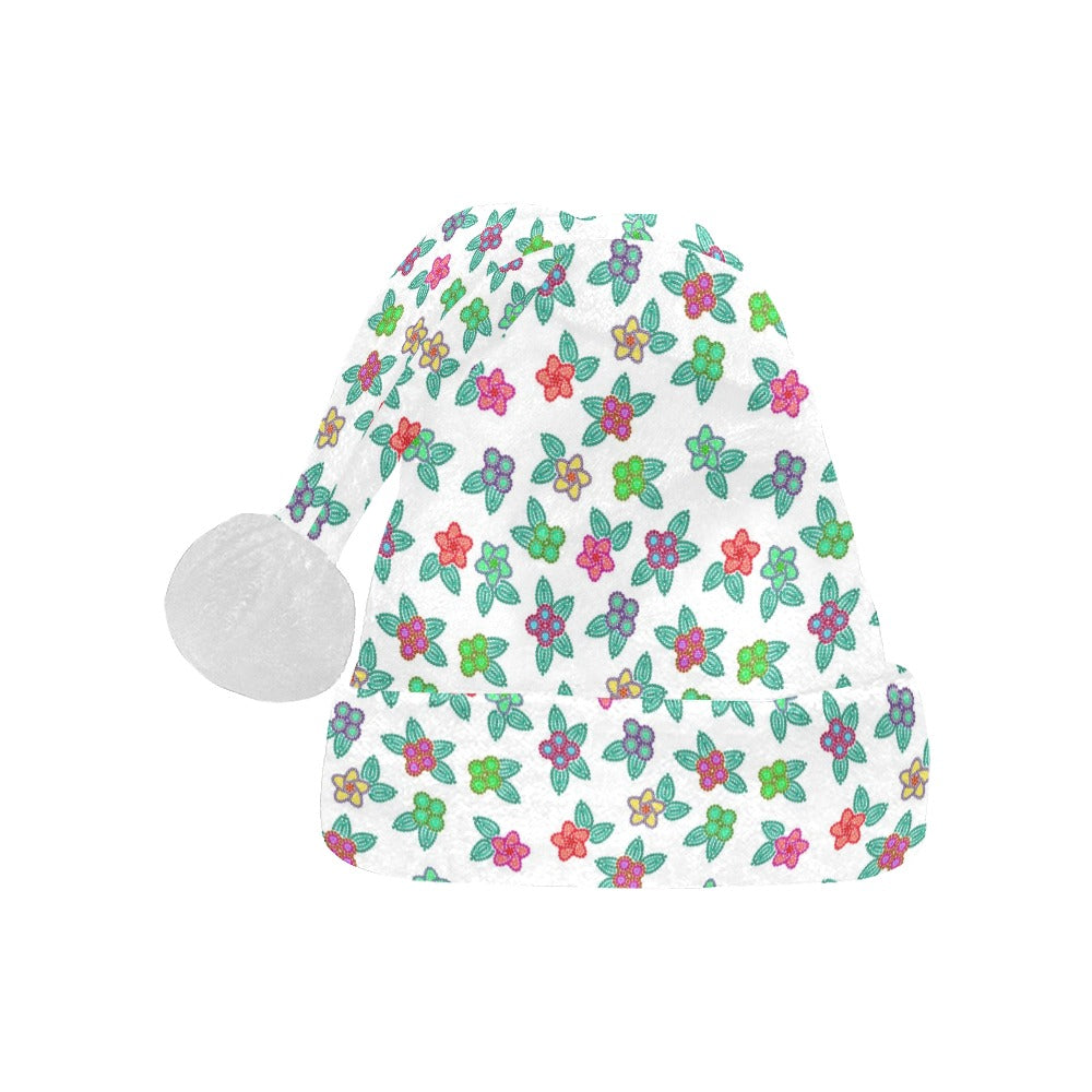 Berry Flowers White Santa Hat