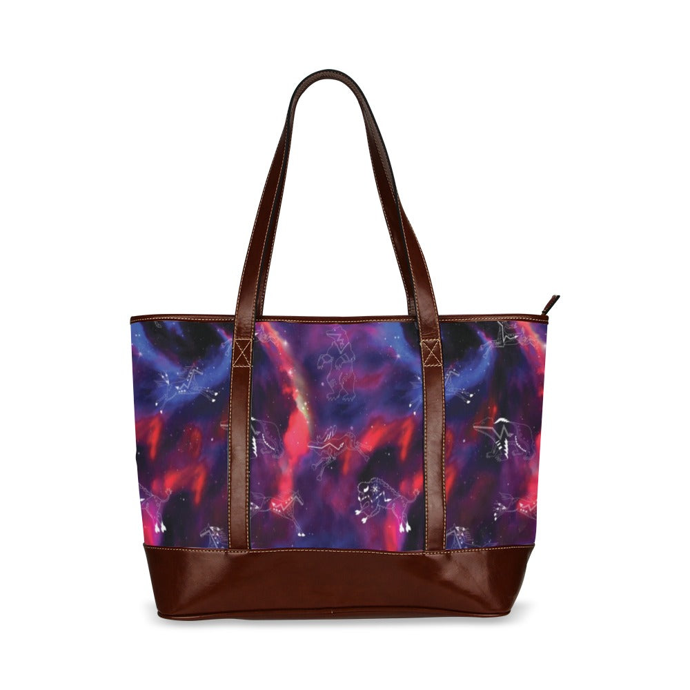 Animal Ancestors 3 Blue Pink Swirl Tote Handbag