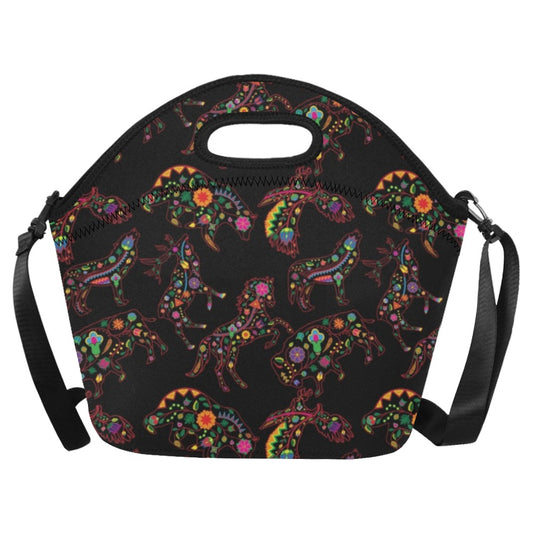 Neon Floral Animals Neoprene Lunch Bag/Large