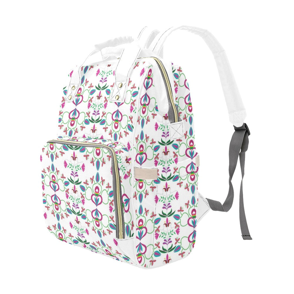 Quilled Divine White Multi-Function Diaper Backpack/Diaper Bag