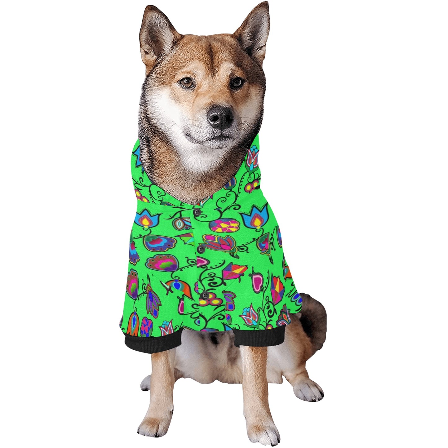 Indigenous Paisley Green Pet Dog Hoodie