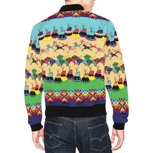 Load image into Gallery viewer, Horses and Buffalo Ledger Blue Bomber Jacket for Men
