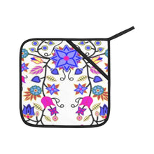 Load image into Gallery viewer, Floral Beadwork Seven Clans White Oven Mitt &amp; Pot Holder
