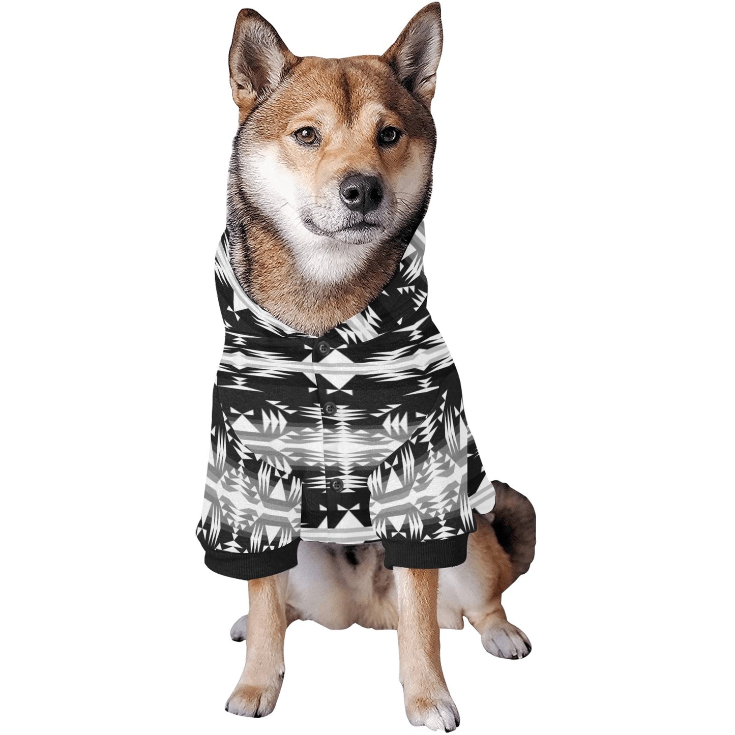 Between the Mountains Black and White Pet Dog Hoodie