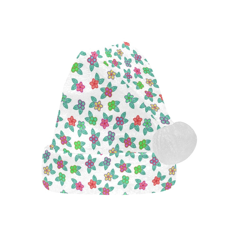 Berry Flowers White Santa Hat