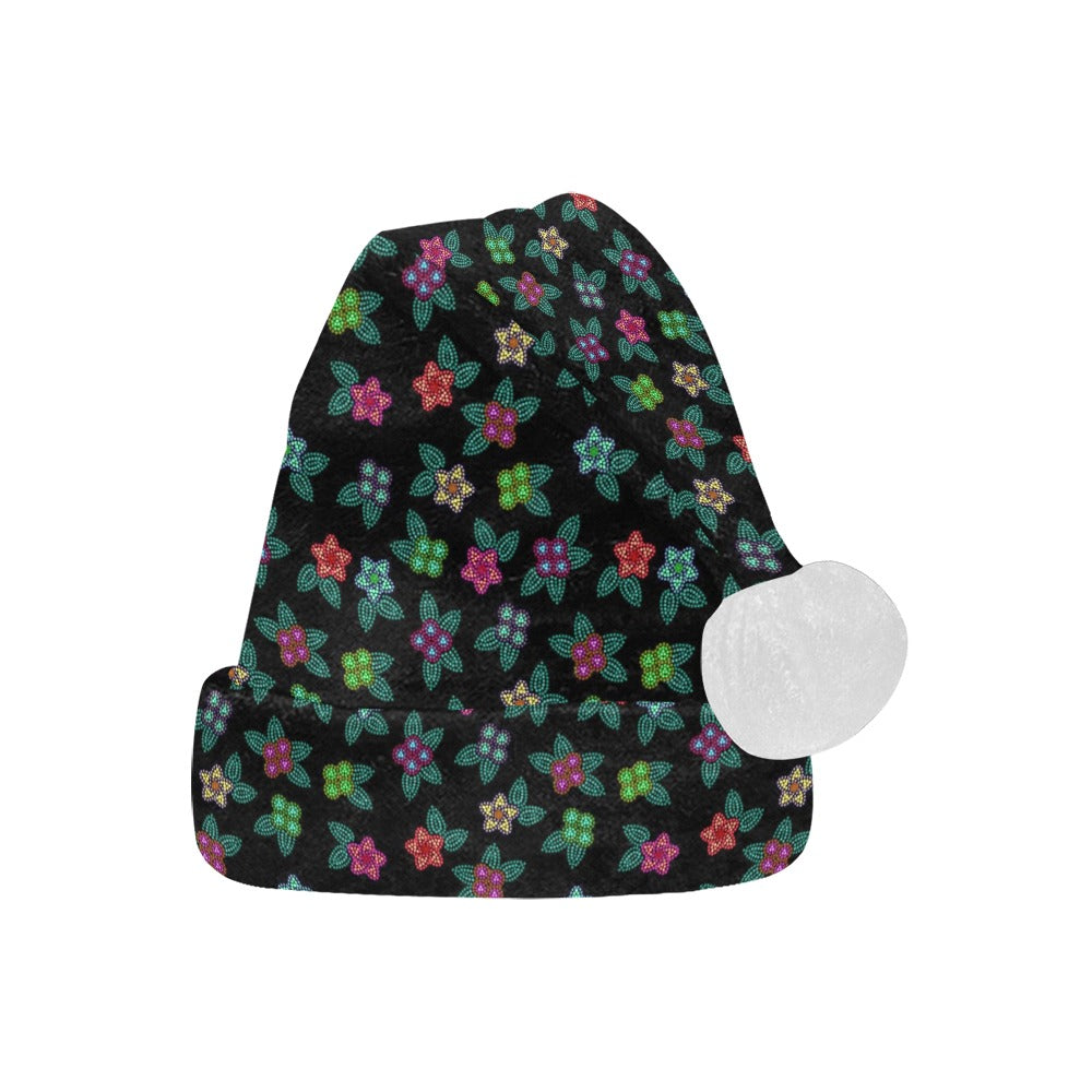 Berry Flowers Black Santa Hat