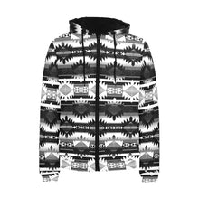 Load image into Gallery viewer, Okotoks Black and White Men&#39;s Padded Hooded Jacket
