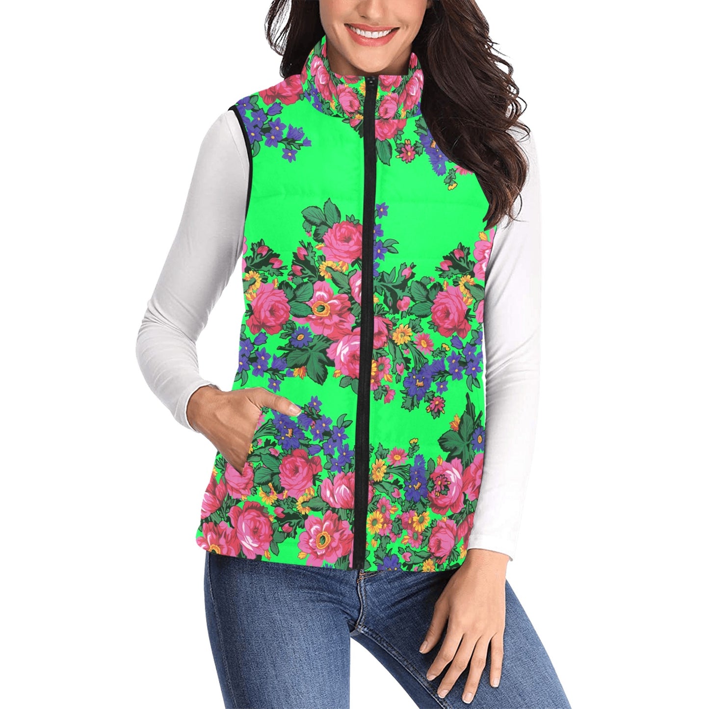 Kokum's Revenge Green Women's Padded Vest Jacket