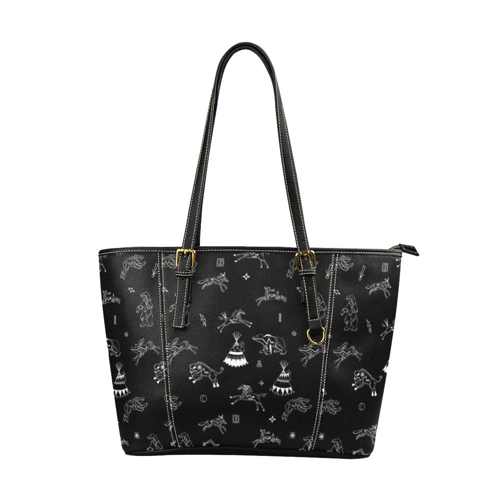 Ledger Dables Black Leather Tote Bag