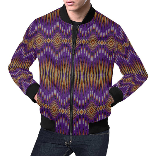 Fire Feather Purple Bomber Jacket for Men