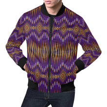 Load image into Gallery viewer, Fire Feather Purple Bomber Jacket for Men
