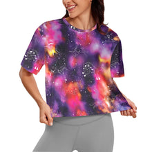 Load image into Gallery viewer, Animal Ancestors 9 Cosmic Swirl Purple and Red Crop Top
