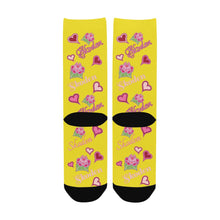 Load image into Gallery viewer, Ladies Skoden Floral Hearts Yellow Women&#39;s Custom Socks
