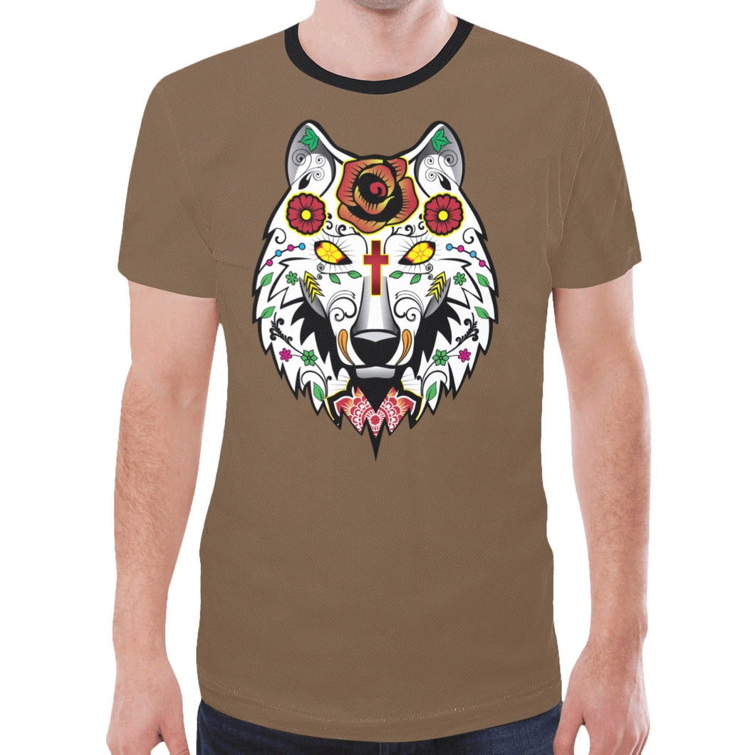 Wolf Spirit Guide Dark Brown New T-shirt for Men