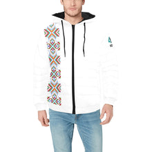 Load image into Gallery viewer, White Blanket Strip on White Men&#39;s Padded Hooded Jacket
