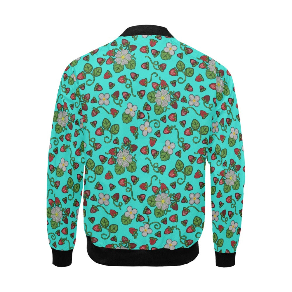 Strawberry Dreams Turquoise Bomber Jacket for Men