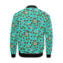 Load image into Gallery viewer, Strawberry Dreams Turquoise Bomber Jacket for Men
