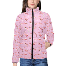 Load image into Gallery viewer, Strawberry Pink Women&#39;s Stand Collar Padded Jacket
