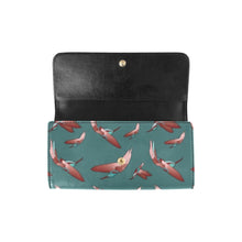 Load image into Gallery viewer, Red Swift Turquoise Women&#39;s Trifold Wallet
