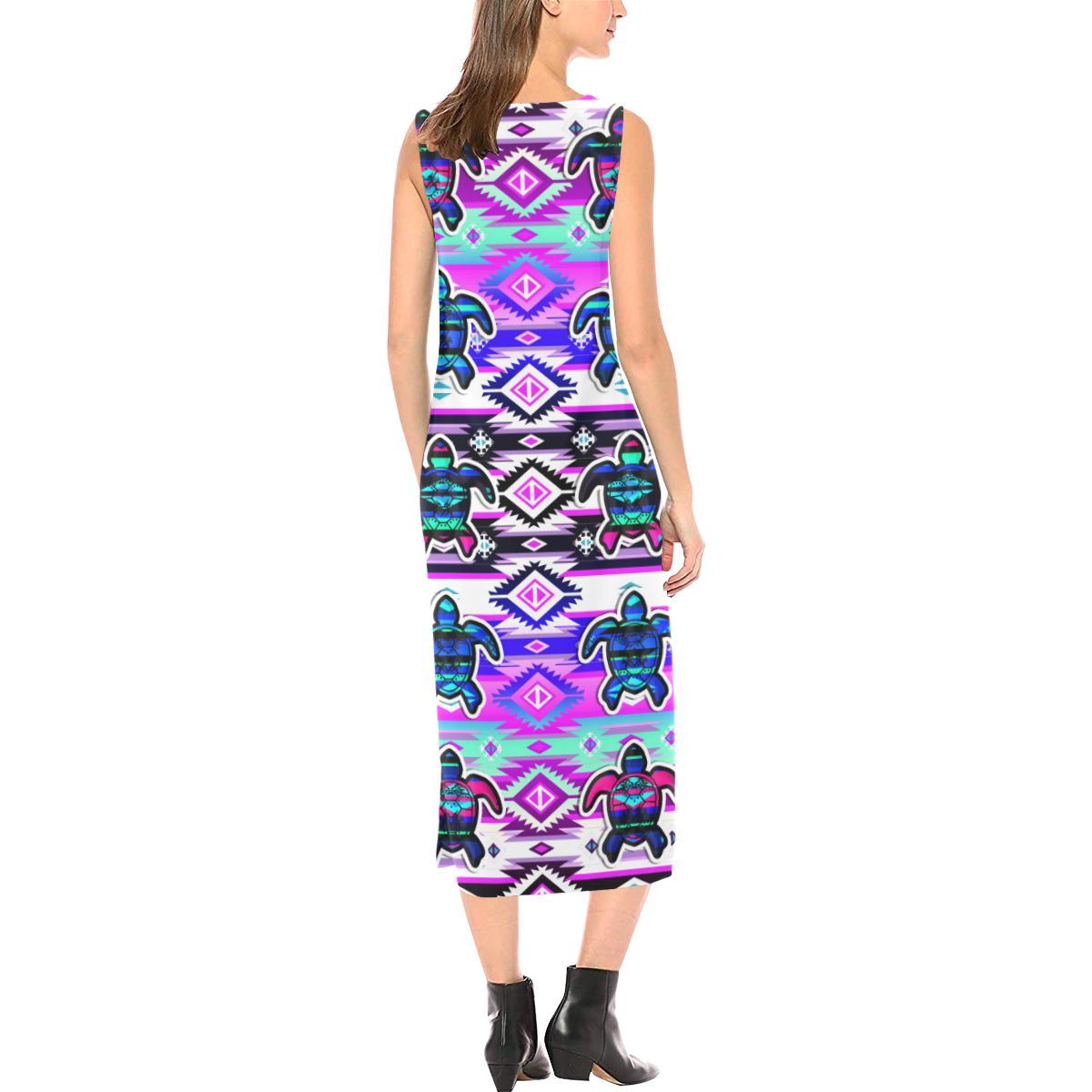 Adobe Dance Turtles Phaedra Sleeveless Open Fork Long Dress (Model D08) Phaedra Sleeveless Open Fork Long Dress (D08) e-joyer 