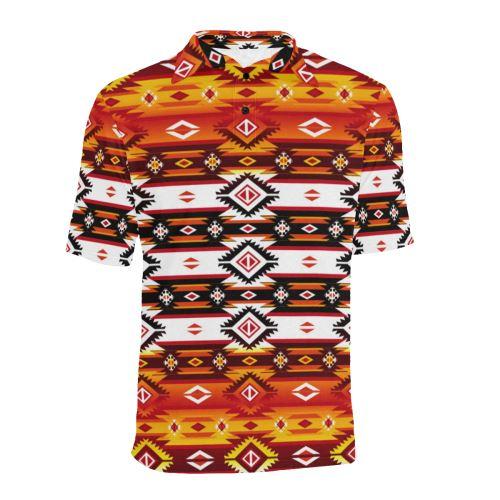 Adobe Fire Men's All Over Print Polo Shirt (Model T55) Men's Polo Shirt (Model T55) e-joyer 