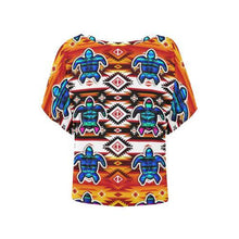 Load image into Gallery viewer, Adobe Fire Turtle Women&#39;s Batwing-Sleeved Blouse T shirt (Model T44) Women&#39;s Batwing-Sleeved Blouse T shirt (T44) e-joyer 
