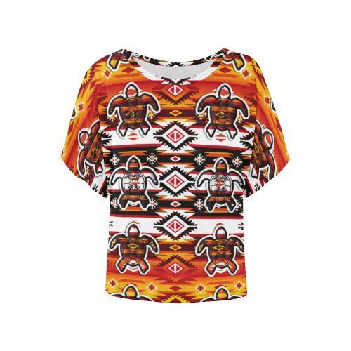 Adobe Fire Turtle2 Women's Batwing-Sleeved Blouse T shirt (Model T44) Women's Batwing-Sleeved Blouse T shirt (T44) e-joyer 
