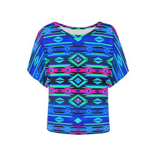 Adobe Sunset Women's Batwing-Sleeved Blouse T shirt (Model T44) Women's Batwing-Sleeved Blouse T shirt (T44) e-joyer 