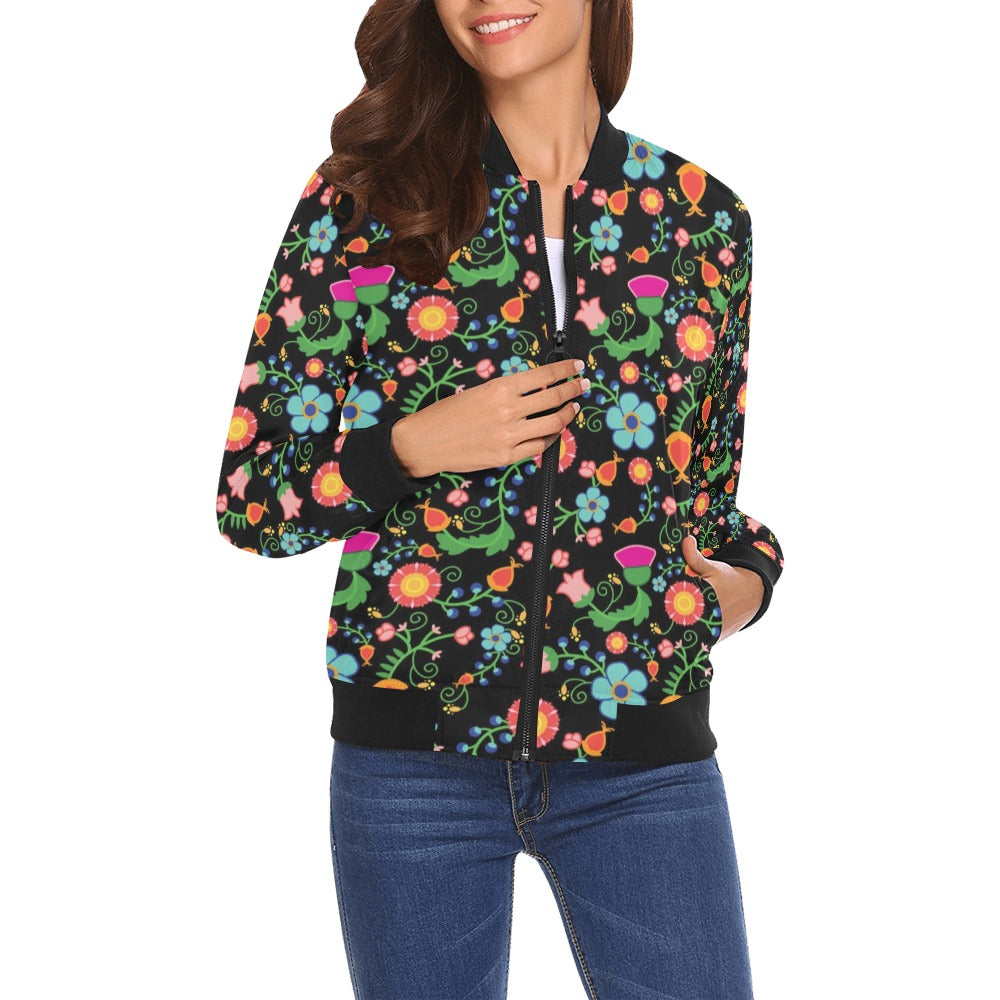 Bee Spring Night Bomber Jacket for Women