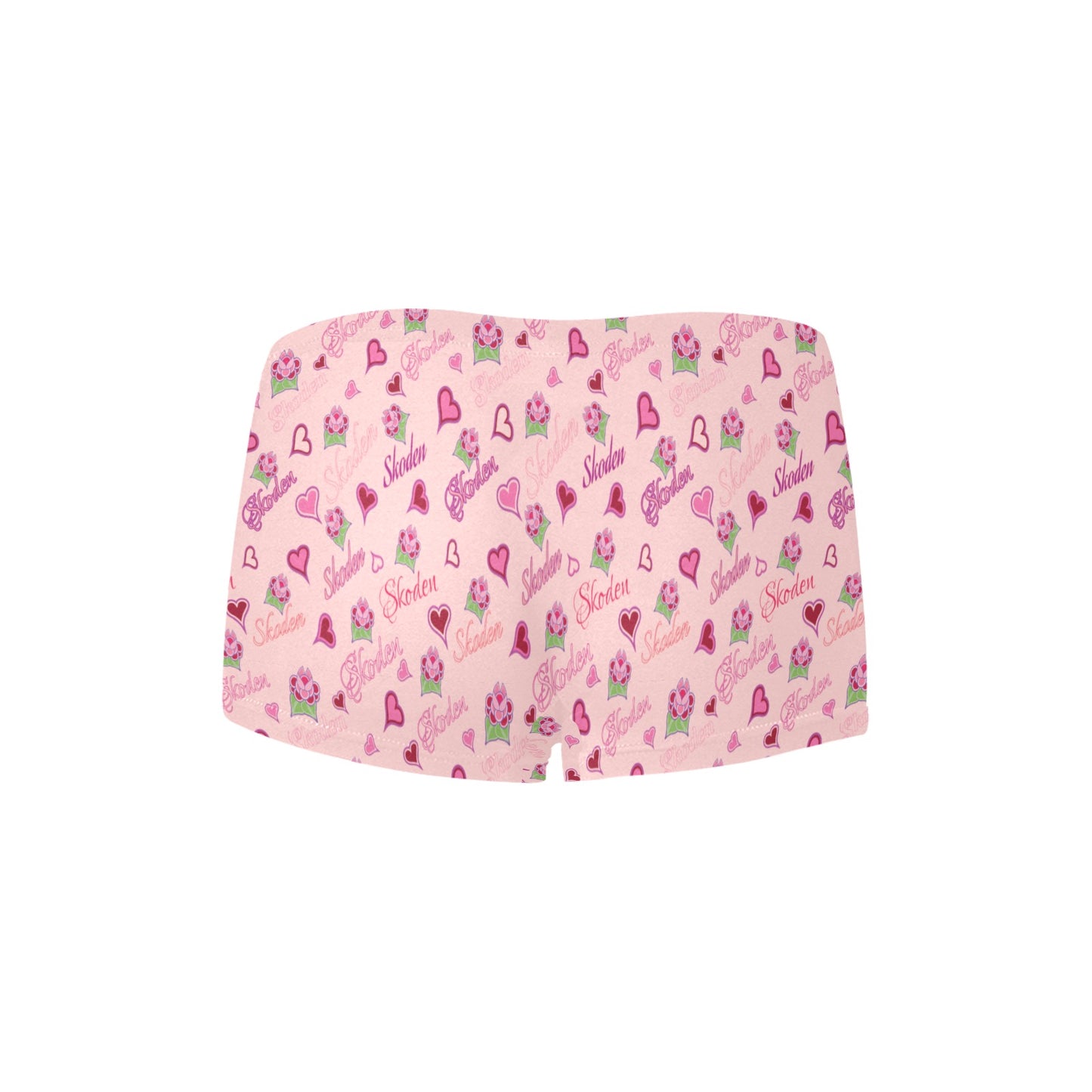 Ladies Skoden Floral Hearts Undergarment Pink Women's Boyshort Panties (Model L31)