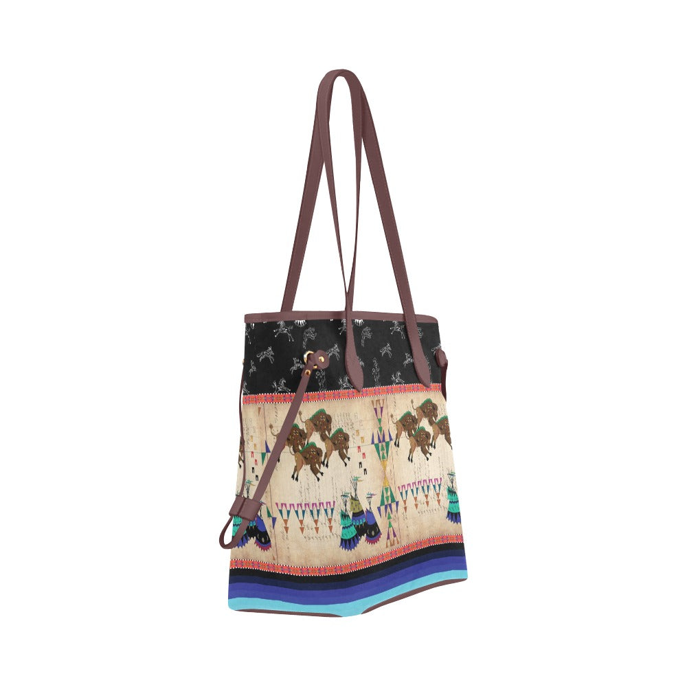 Buffalos Running Black Sky Clover Canvas Tote Bag