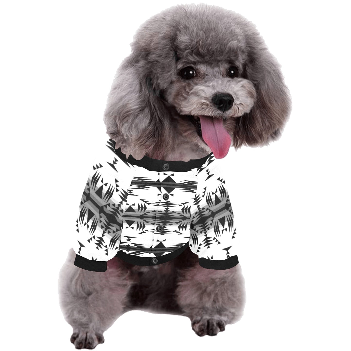 Between the Mountains White and Black Pet Dog Round Neck Shirt