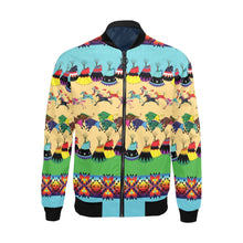 Load image into Gallery viewer, Horses and Buffalo Ledger Turquoise Bomber Jacket for Men
