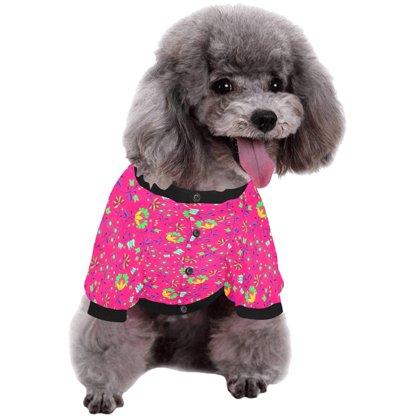 Fleur Indigine Rouge Pet Dog Round Neck Shirt