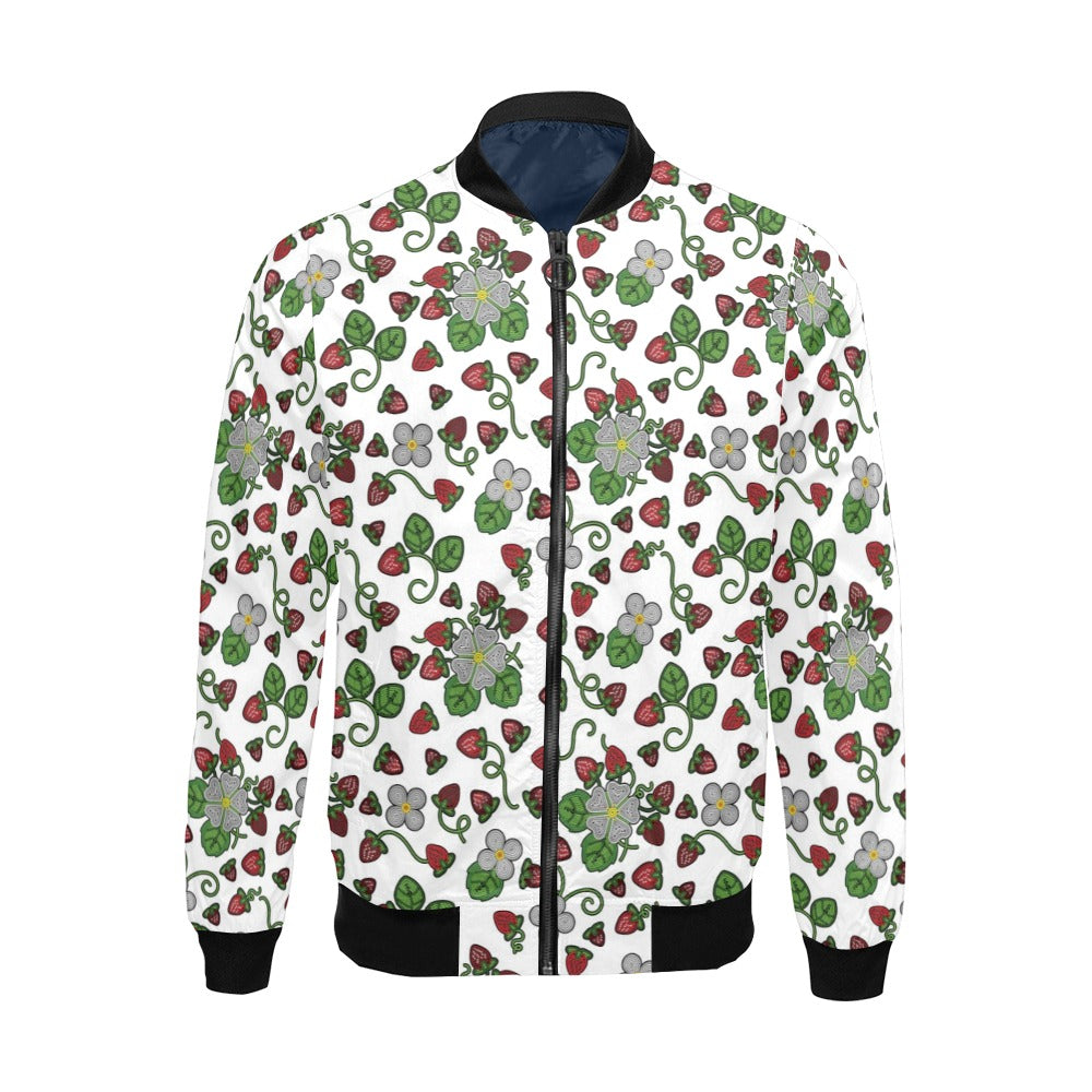 Strawberry Dreams White Bomber Jacket for Men