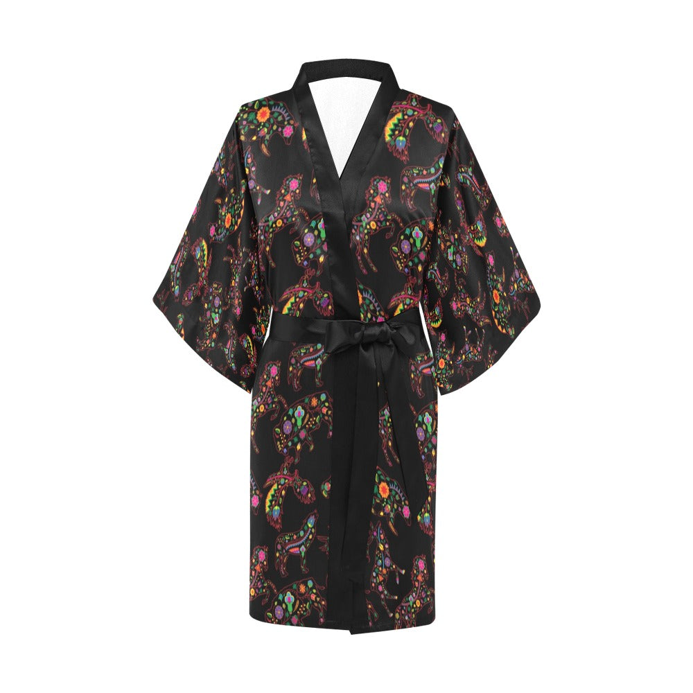 Neon Floral Animals Kimono Robe