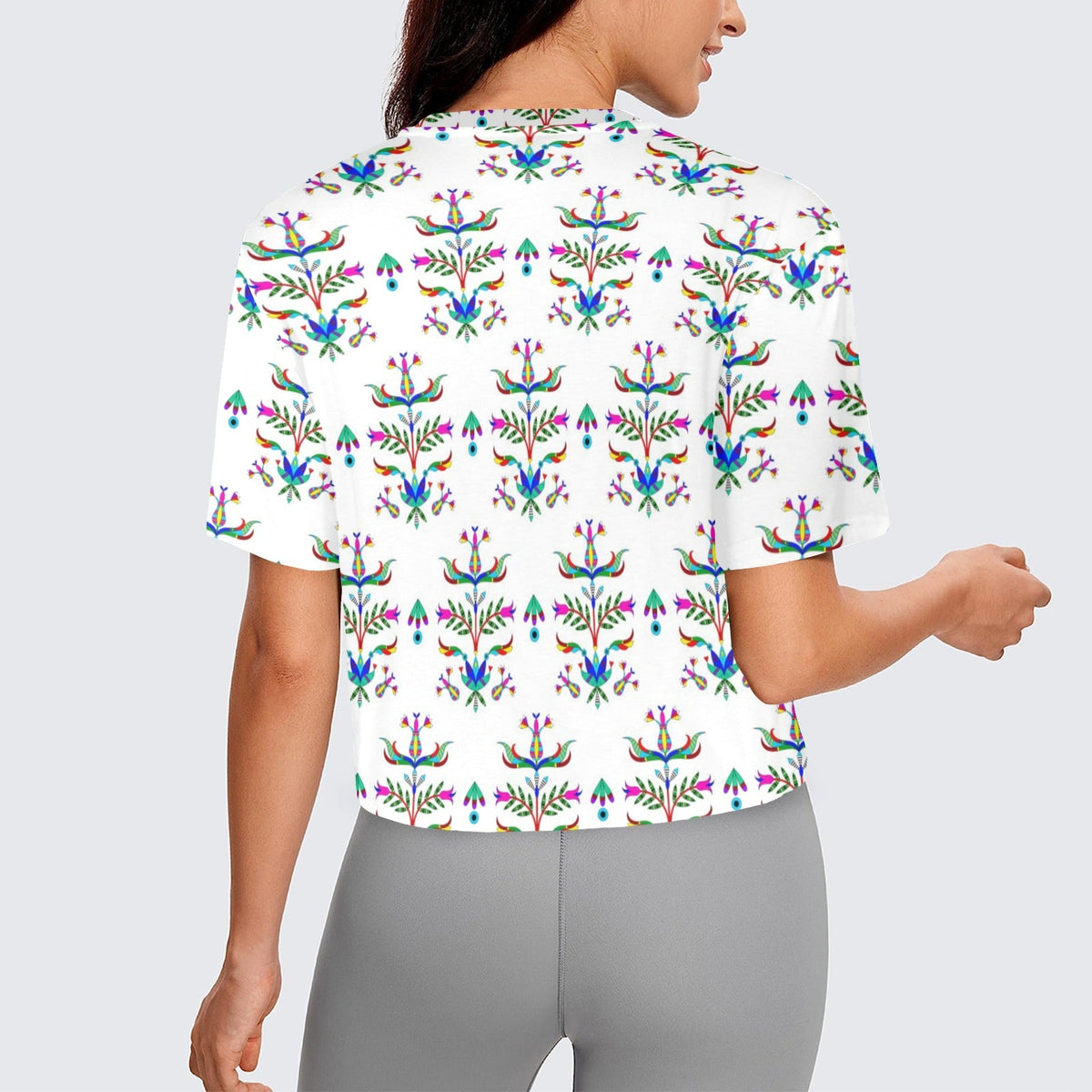 Dakota Damask White Crop Top
