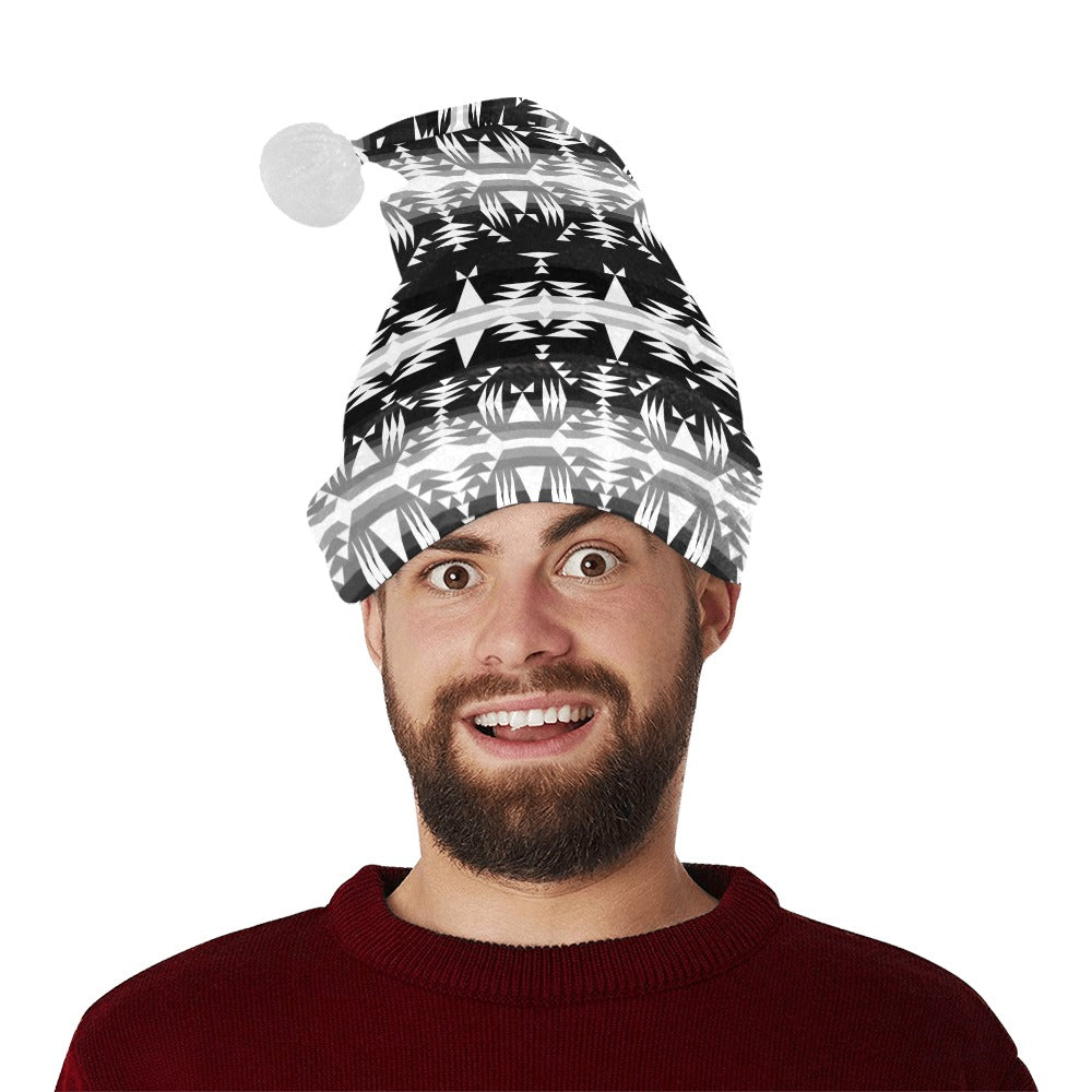 Between the Mountains Black and White Santa Hat