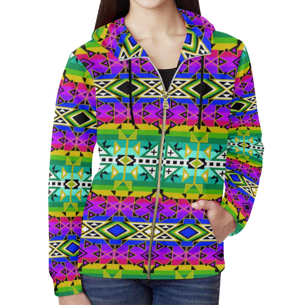 After the Northwest Rain All Over Print Full Zip Hoodie for Women (Model H14) All Over Print Full Zip Hoodie for Women (H14) e-joyer 