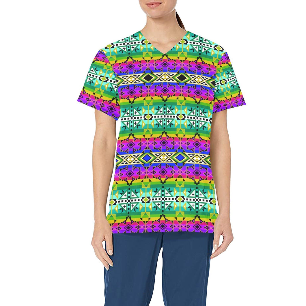 After the Northwest Rain All Over Print Scrub Top Scrub Top e-joyer 