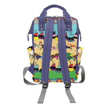 Load image into Gallery viewer, Horses and Buffalo Ledger Blue Multi-Function Diaper Backpack/Diaper Bag
