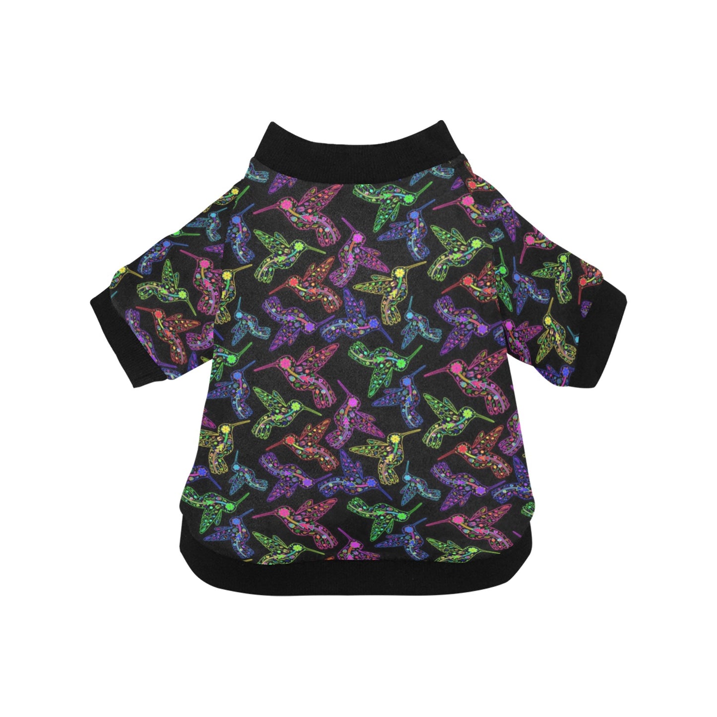 Neon Floral Hummingbirds Pet Dog Round Neck Shirt