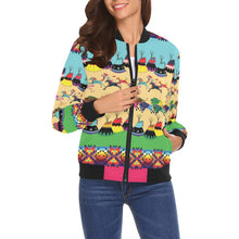 Load image into Gallery viewer, Horses and Buffalo Ledger Pink Bomber Jacket for Women
