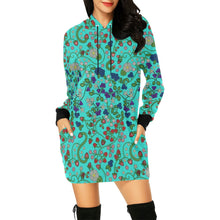 Load image into Gallery viewer, Grandmother Stories Turquoise Hoodie Dress
