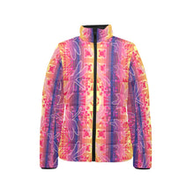 Load image into Gallery viewer, Kaleidoscope Dragonfly Women&#39;s Stand Collar Padded Jacket
