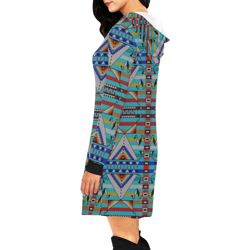 Medicine Blessing Turquoise Hoodie Dress