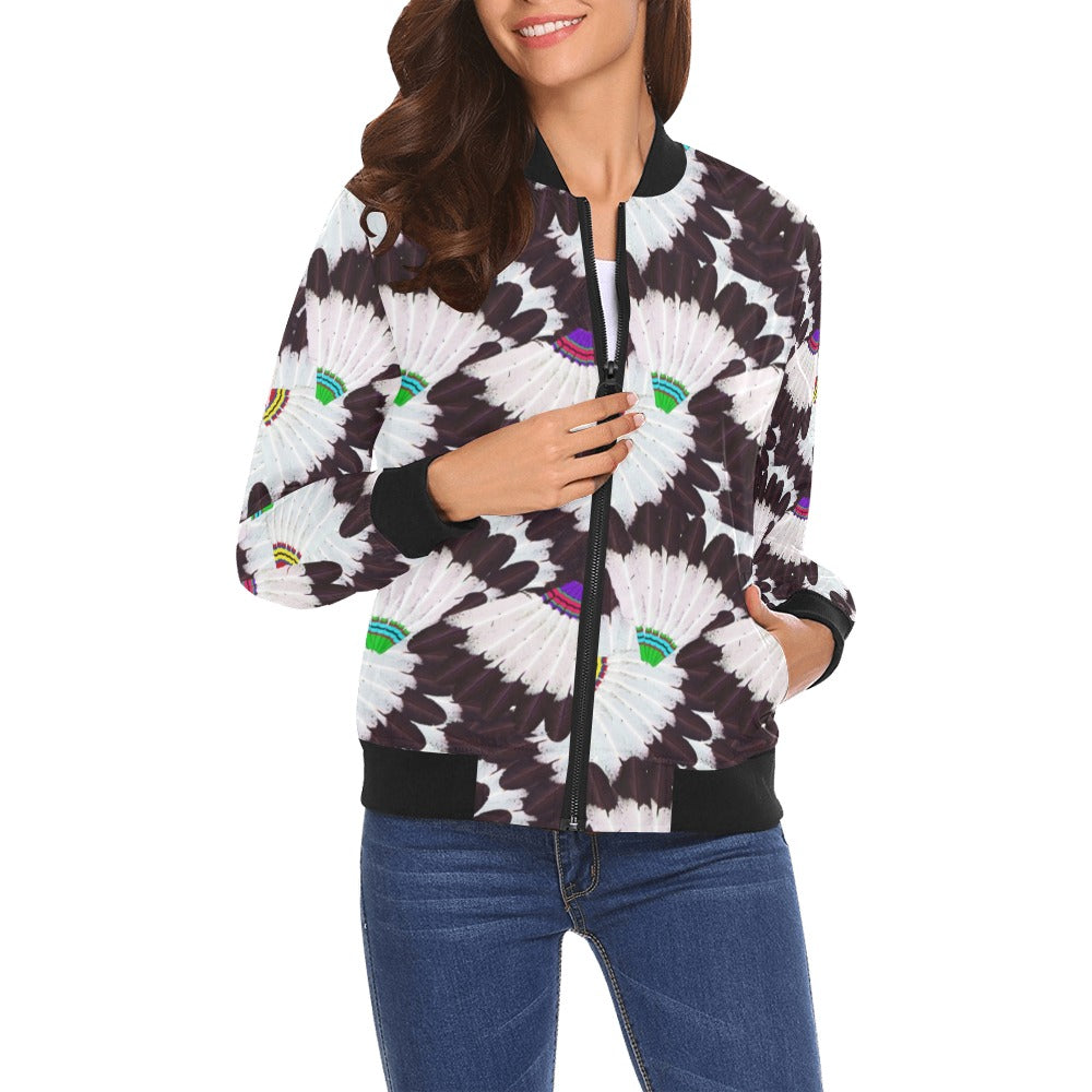 Eagle Feather Fans Bomber Jacket for Women