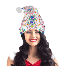 Load image into Gallery viewer, Floral Beadwork Four Clans White Santa Hat
